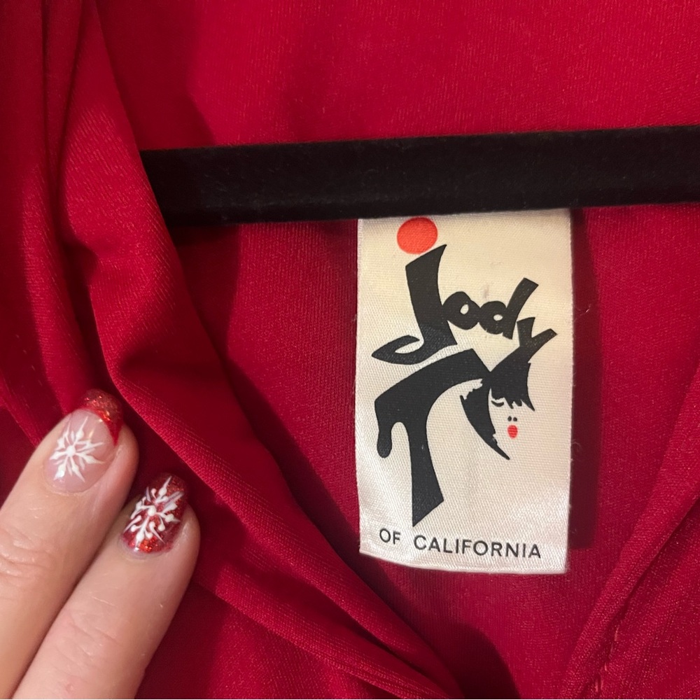 Jody of California Red Zip Front Wide Leg Jumpsuit Vintage Style - Picture 8 of 8